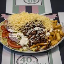 Félkilós duplahúsos gyros tál sajttal